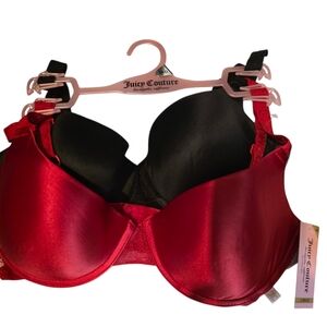 Juicy Couture Bold Red And Black Satin Bra